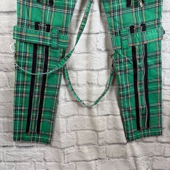 Tripp NYC Plaid Bondage Unisex Size 30 Pants Punk Green Tartan Daang Goodman - Picture 6 of 10